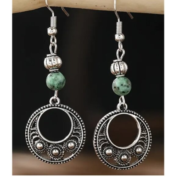 Bohemian Chic Hollowed Out Beaded Retro Ethnic Style Pendant Earrings - Picture 2 of 2